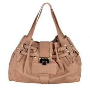 Jimmy Choo - Taupe Leather "Ramona" Shoulder Satchel